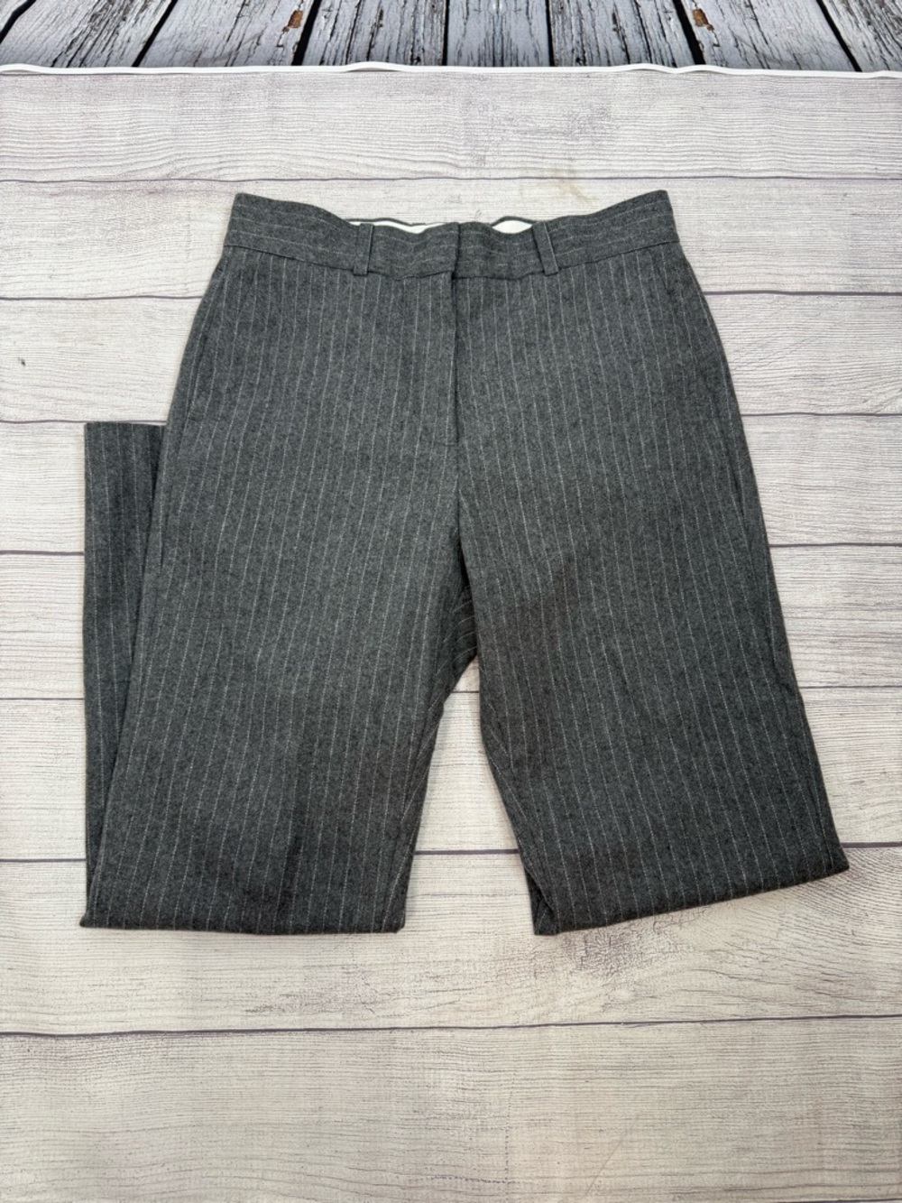 Sandro Paris Gray Pinstripe Wool Dress Classic  designer Pants Size 40 / US 8 - Picture 11 of 16